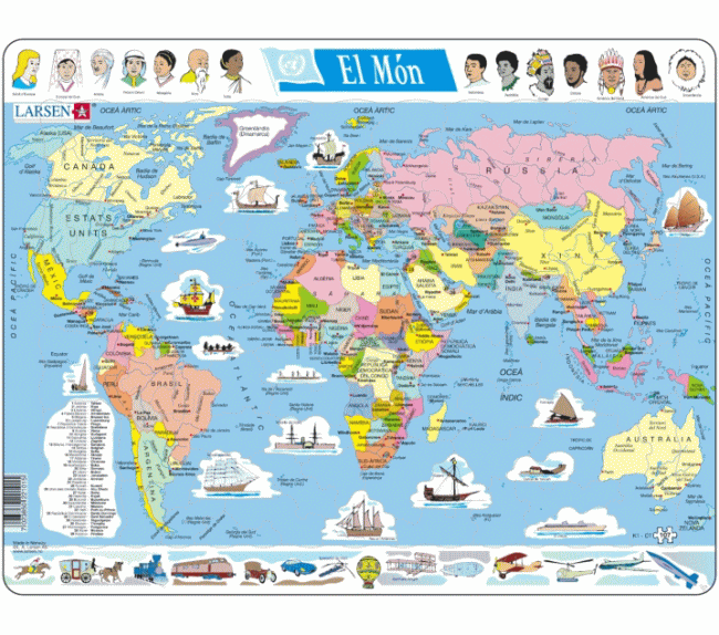 世界地図のスペイン語パズル