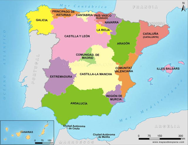 スペインの地域地図